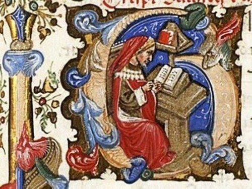 Initial letter G,  from a manuscript produced in northern Italy during the early 1400s.