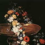 Still-life with garland of flowers and golden tazza- Brueghel the Elder/