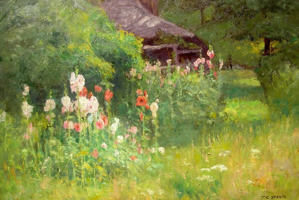 Hollyhocks - T. C. Steele