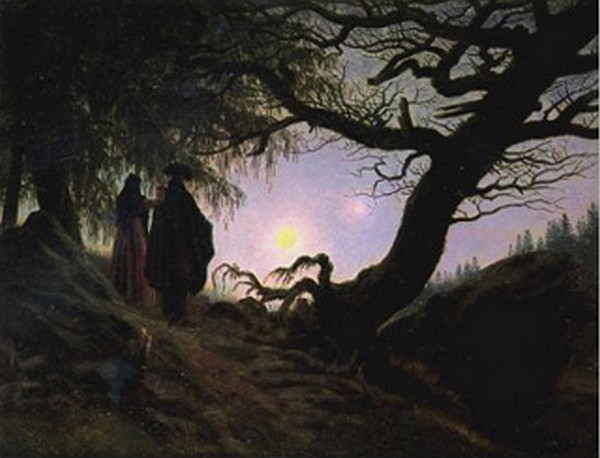 Mann und Frau den Mond betrachtend - Caspar David Friedrich