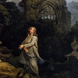 Visitor to a moonlit churchyard - James Loutherbourg