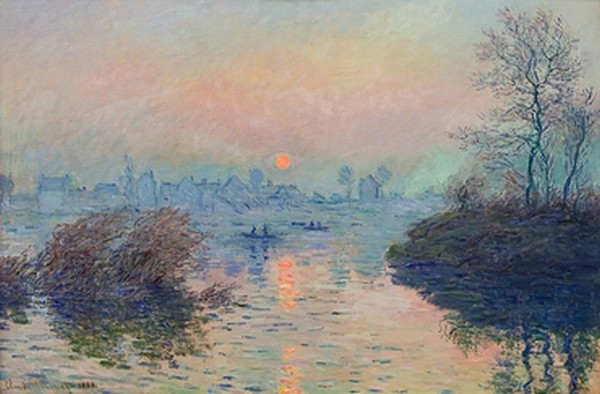Soleil couchant sur la seine à Lavacourt - Claude Monet
