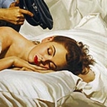 Pilot watching a sleeping woman - Mortimer Wilson