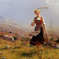 Returning From The Fields - Hans Dahl (1849-1937)