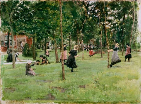 Spielende Kinder im Park - Max Liebermann