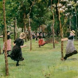 Spielende Kinder im Park - Max Liebermann