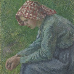 A Seated Peasant Woman - Camille Pissarro